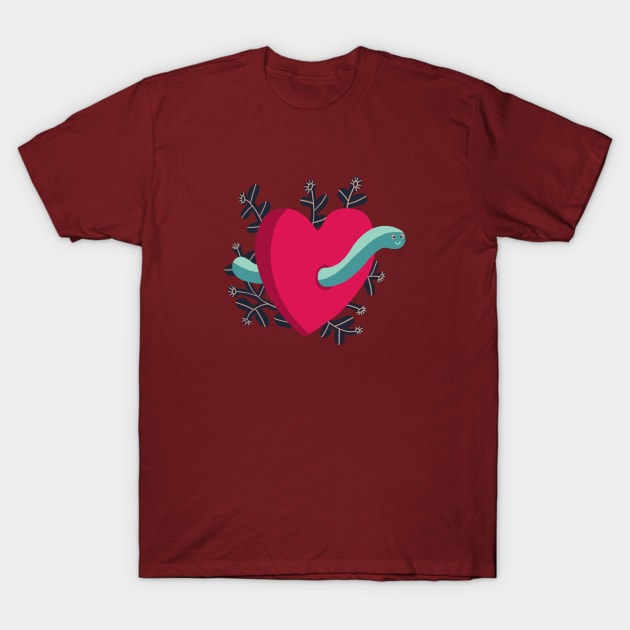 Pink Heart Love worm T-Shirt by Pacesyte